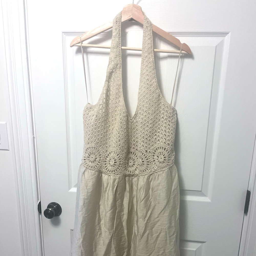 LOFT Petite Crochet Halter Midi Dress - Picture 14 of 16